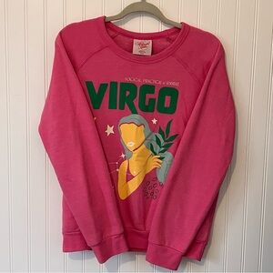Anthropologie Midnight Rider Pink Virgo Graphic Sweater
